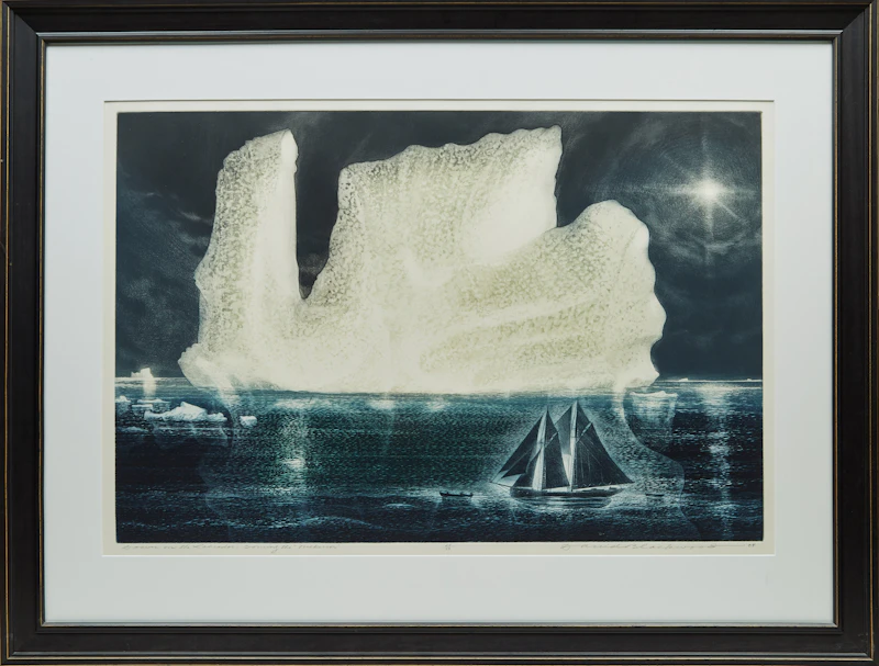 David Lloyd Blackwood, Down on the Labrador, Towing the Nickerson, colour etching & aquatint, 2004 - view 2