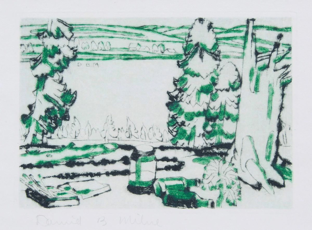 David Brown Milne, Painting Place, drypoint in colours