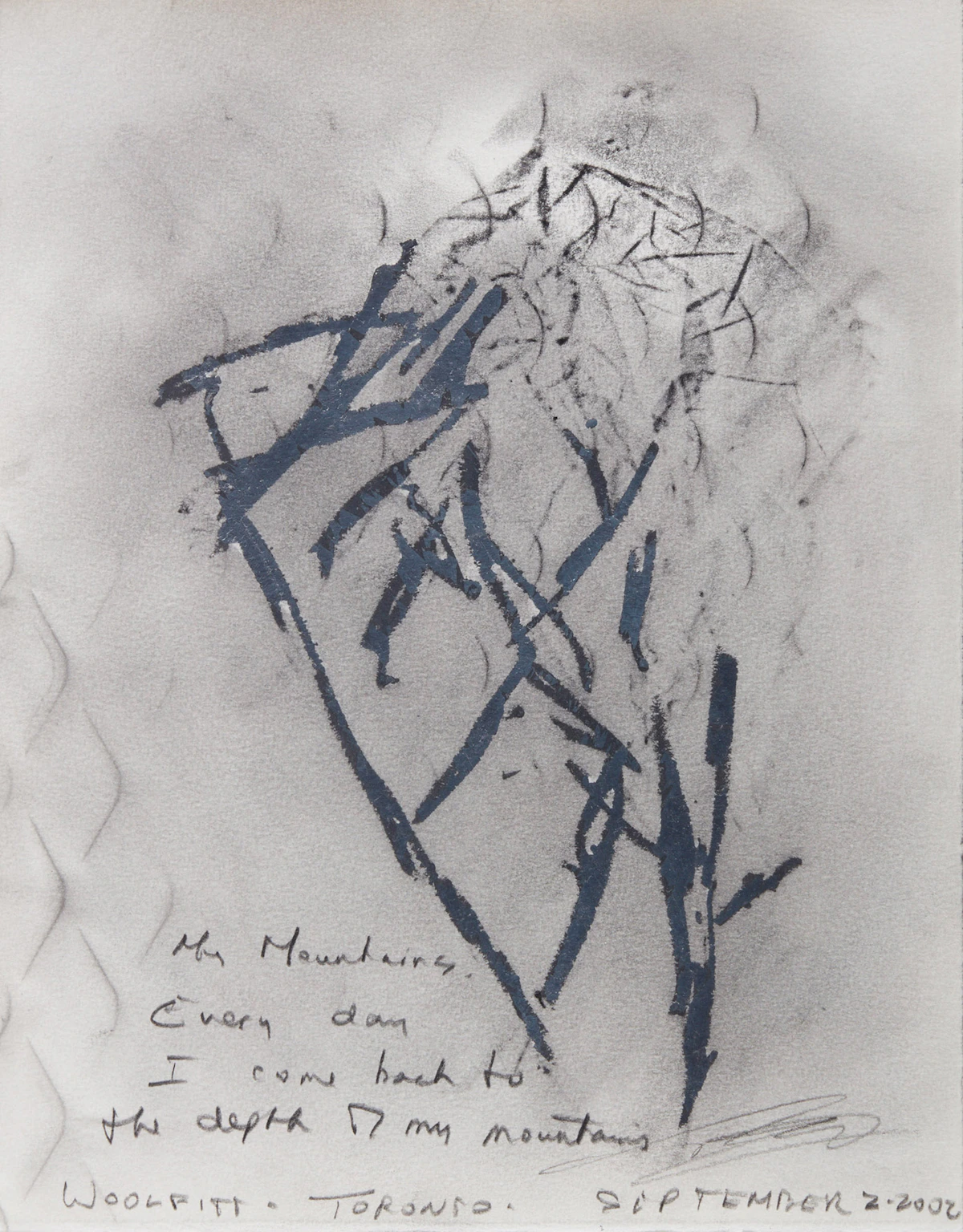 Ben Woolfitt, My Mountains, mixed media on paper, 2002