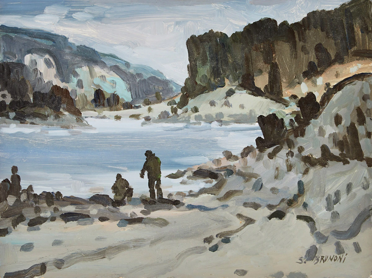 Serge Brunoni, Parc National de la Mauricie (Quebec) Canada, oil on board, 1982