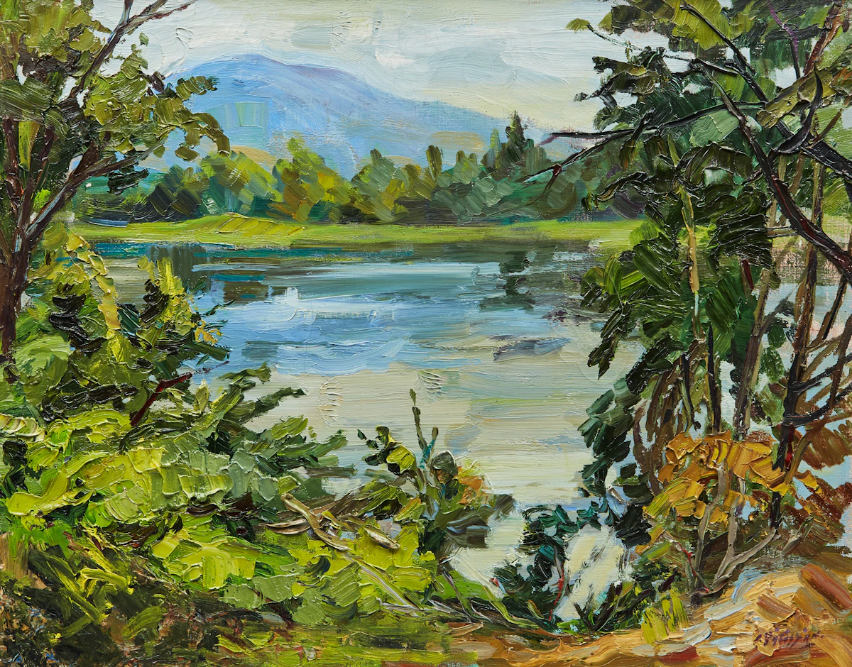 Armand Tatossian, Lake and Trees, oil on canvas