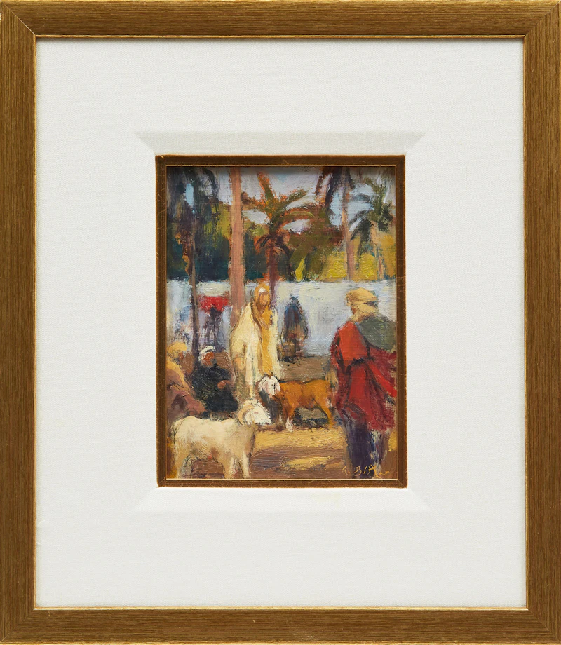 Antoine Bittar, Chèvres à vendre, oil on board, 1996 - view 2