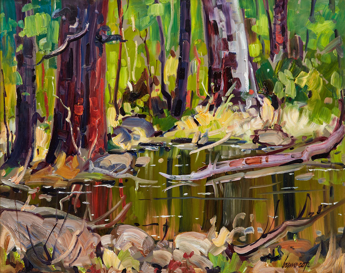 Bruno Côté, Green Reflection, oil on board