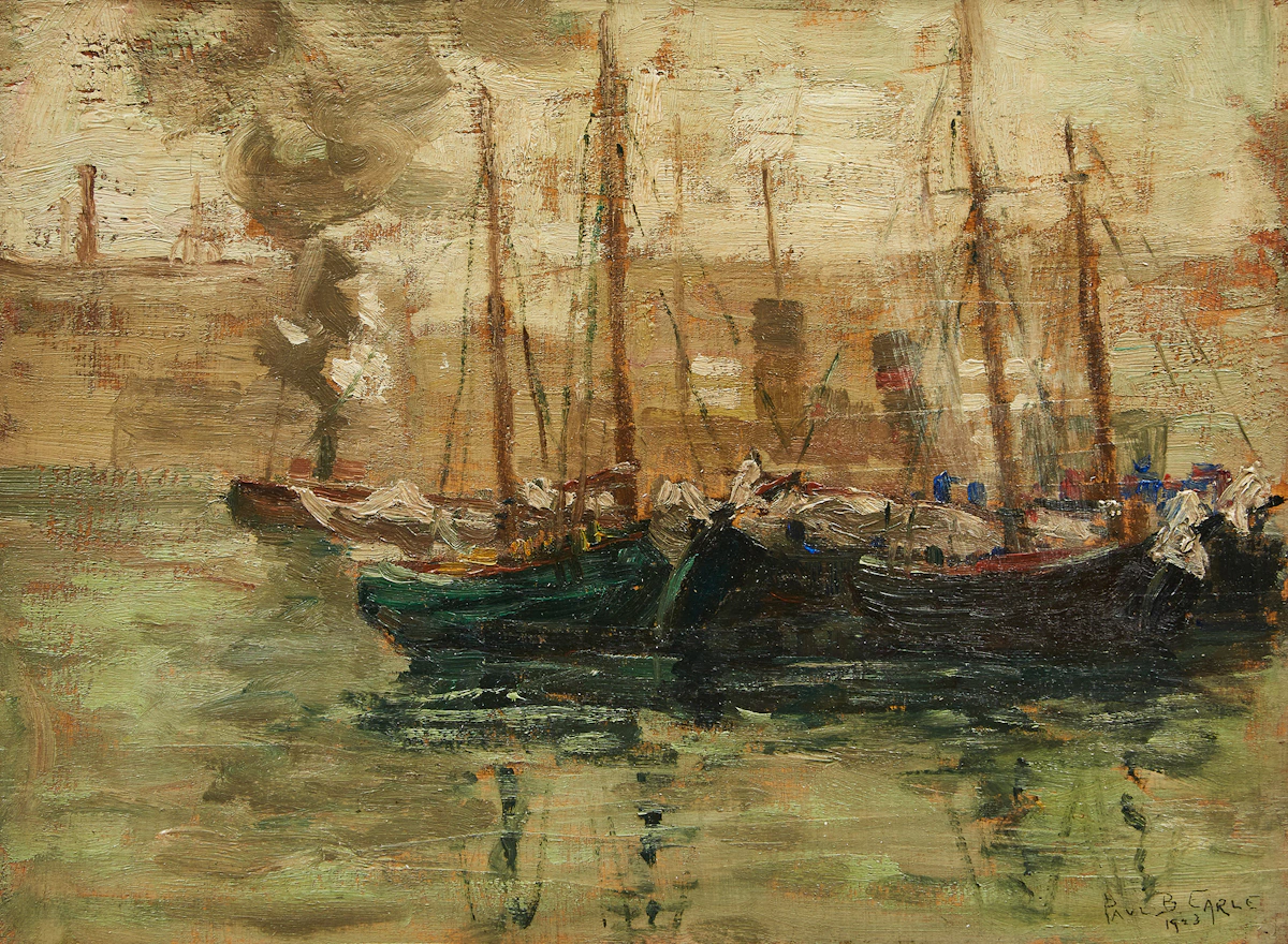 Paul Barnard Earle, Misty Morning, Quebec, oil on board