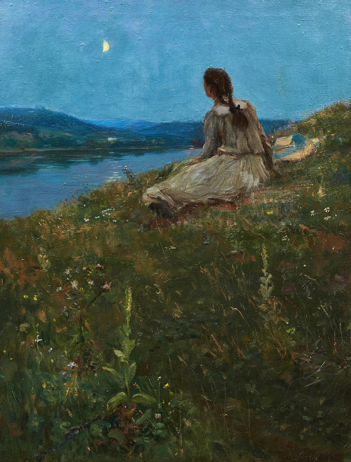 Frederick Simpson Coburn, Nocturne with Woman , oil on canvas