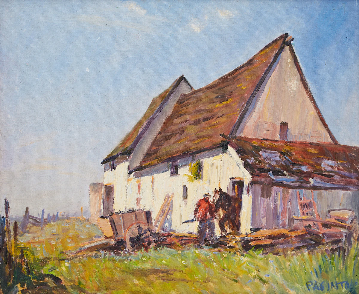 George Paginton, The Farmer and His Horse, Île d’Orleans, oil on board, circa 1949