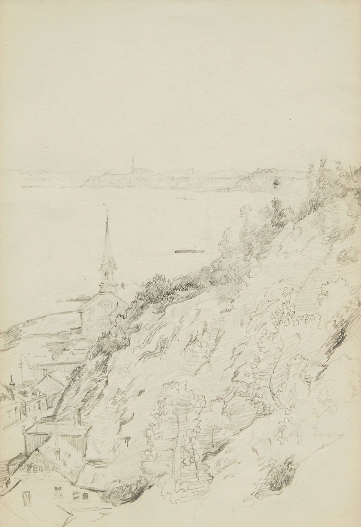 Robert Wakeham Pilot, Sillery from the Battlefields Park, pencil on paper, 1926