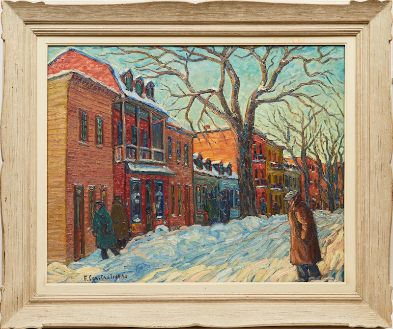 Fleurimond Constantineau, Rue Wolfe, Montréal P.Q., près Dorchester, oil on board, 1956 - view 2