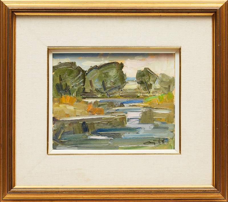 Leo Ayotte, Sans titre (Paysage avec des arbres) , oil on canvas board - view 2