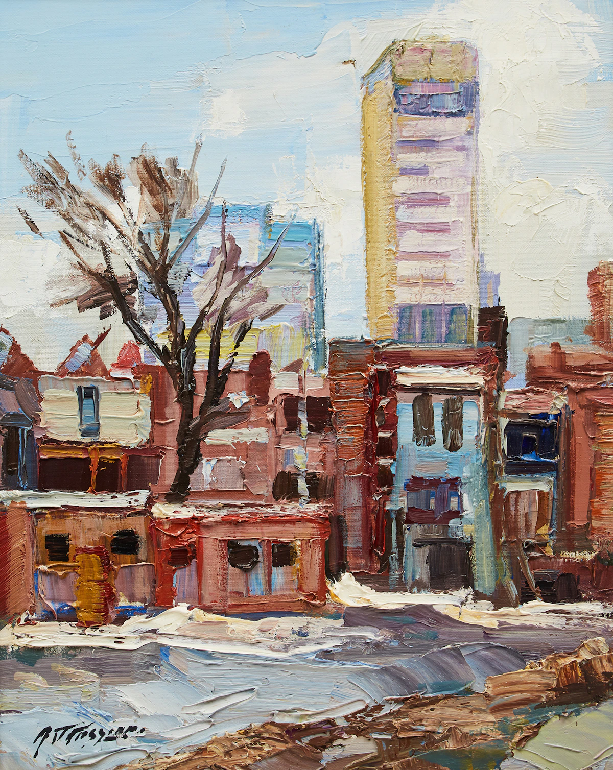 Armand Tatossian, Sans titre (Rue en hiver) , oil on canvas