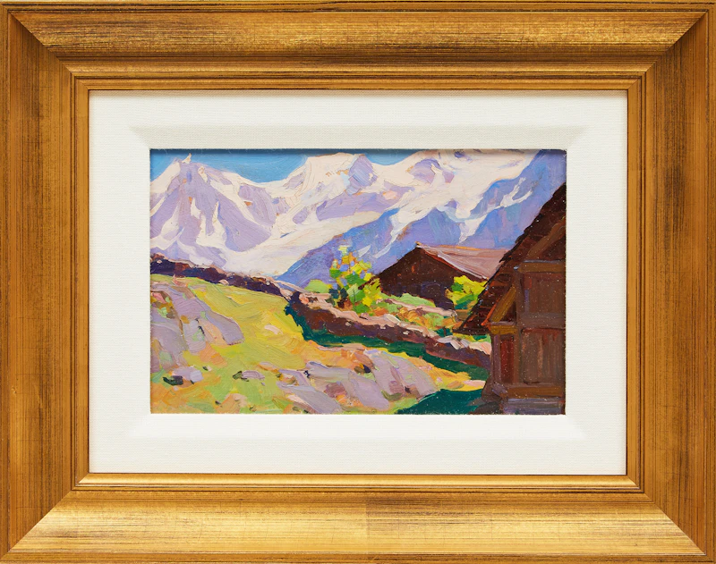 Clarence Alphonse Gagnon, Dans les Alpes, oil on board, 1926 - view 2