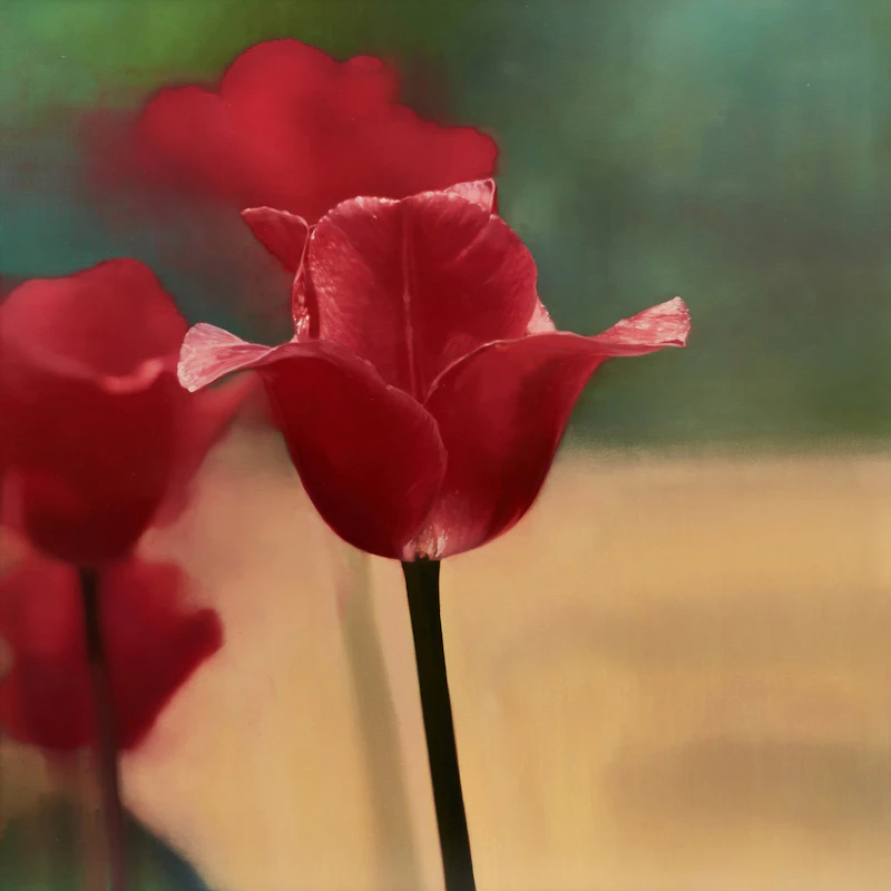 James Lahey, Real Tulips, mixed media on canvas