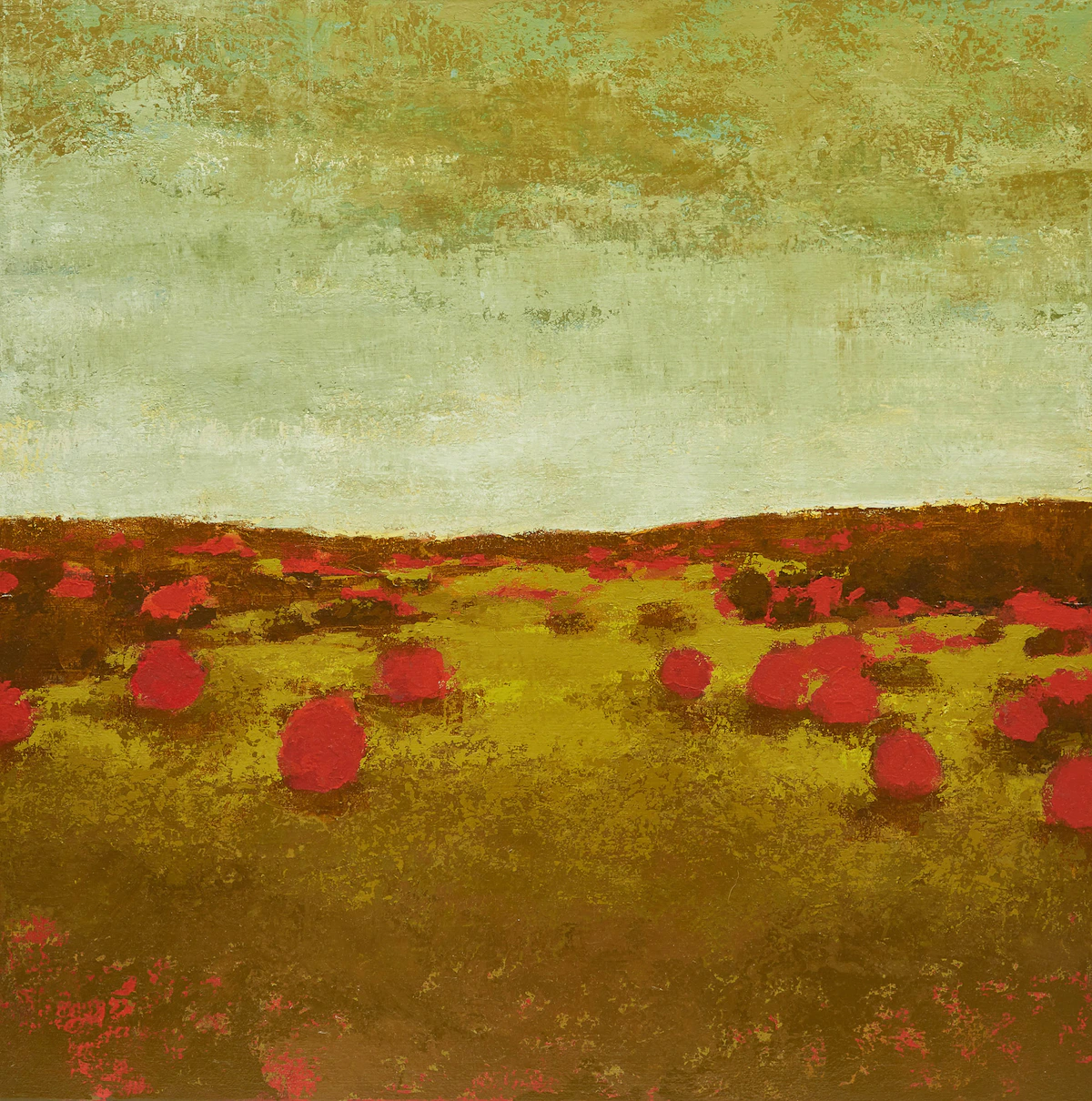 Shelley Mansel, Red Bushes, acrylic on canvas