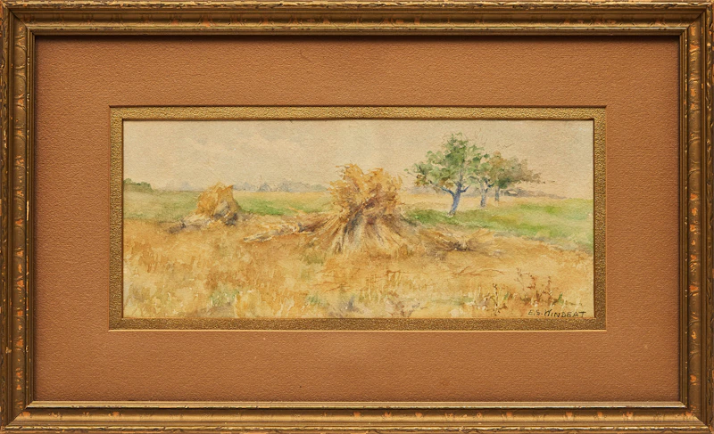 Emma S. Windeat, Hay Stooks, watercolour - view 2