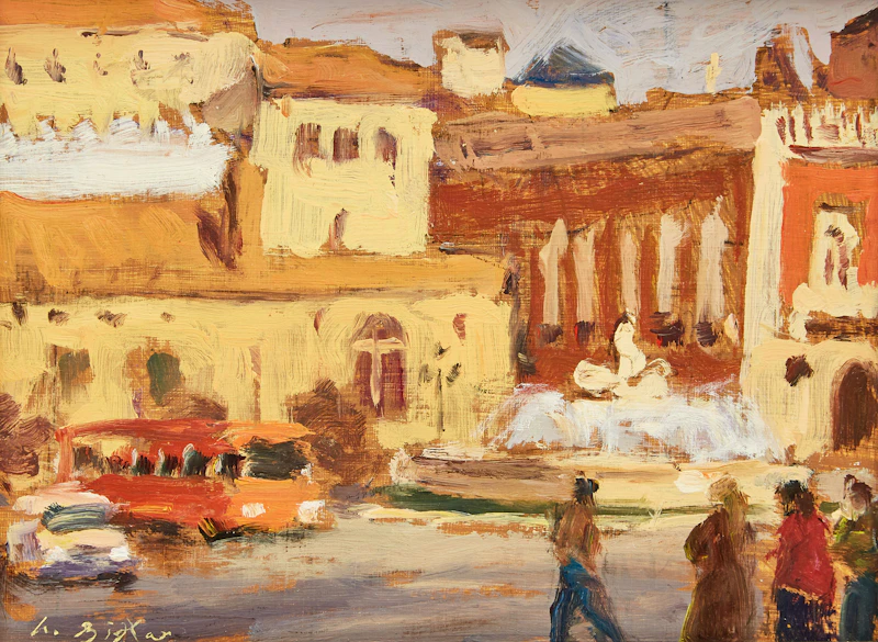 Antoine Bittar, The Thursday Market; Downtown Seville , two oil paintings on board - view 4