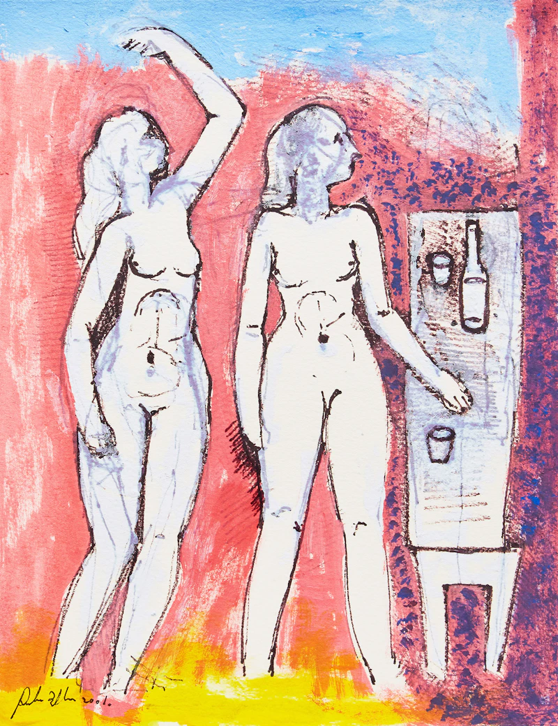 Ruben Zellermayer, Three Artworks, painted steel sculpture and two mixed medias on paper - view 6