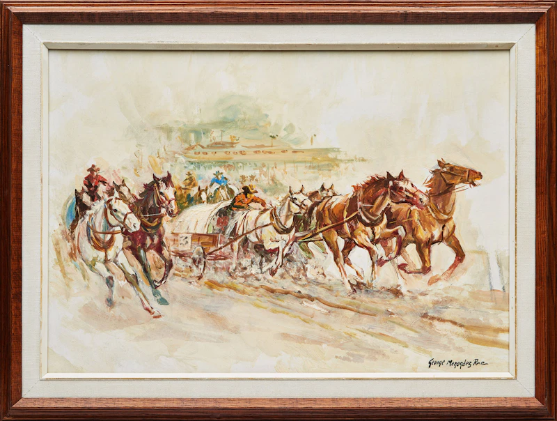 George Menendez Rae, Horse Races, oil on board - view 2
