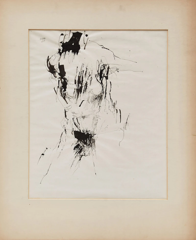 Robert Markle, Saxophone Player; Dancer, 2 ink drawings mounted to board - view 5
