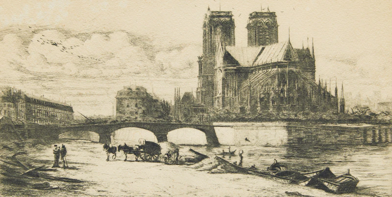 After Charles Méryon, L'apside de Notre Dame, etching - view 1