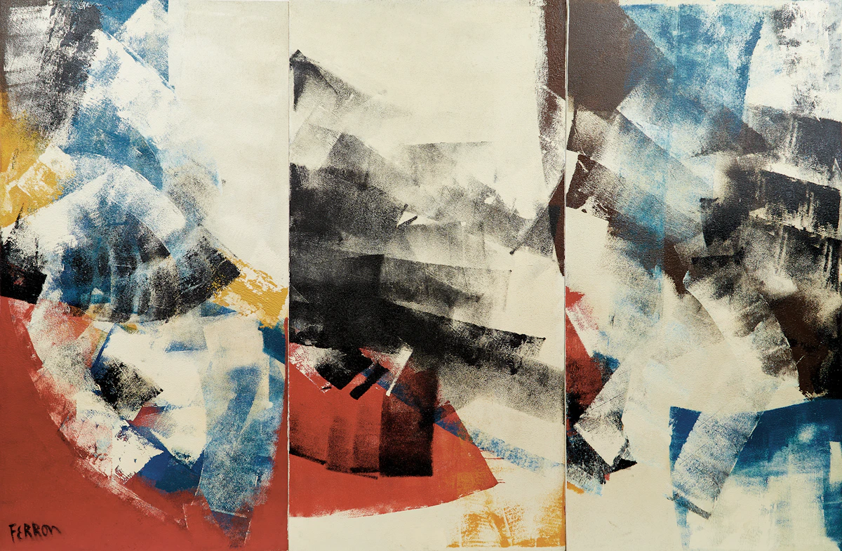 Marcelle Ferron, Untitled (Triptych), 1963, three oils on board