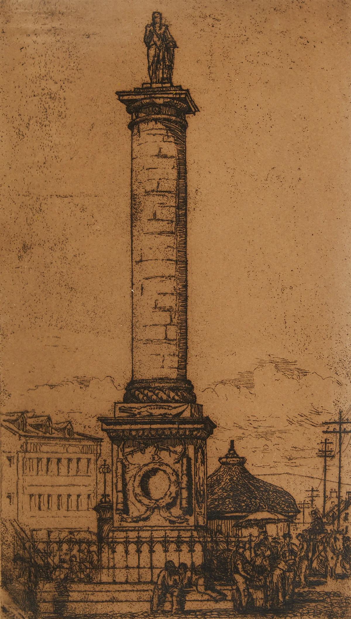 Robert Wakeham Pilot, The Nelson’s Monument, Montreal , etching