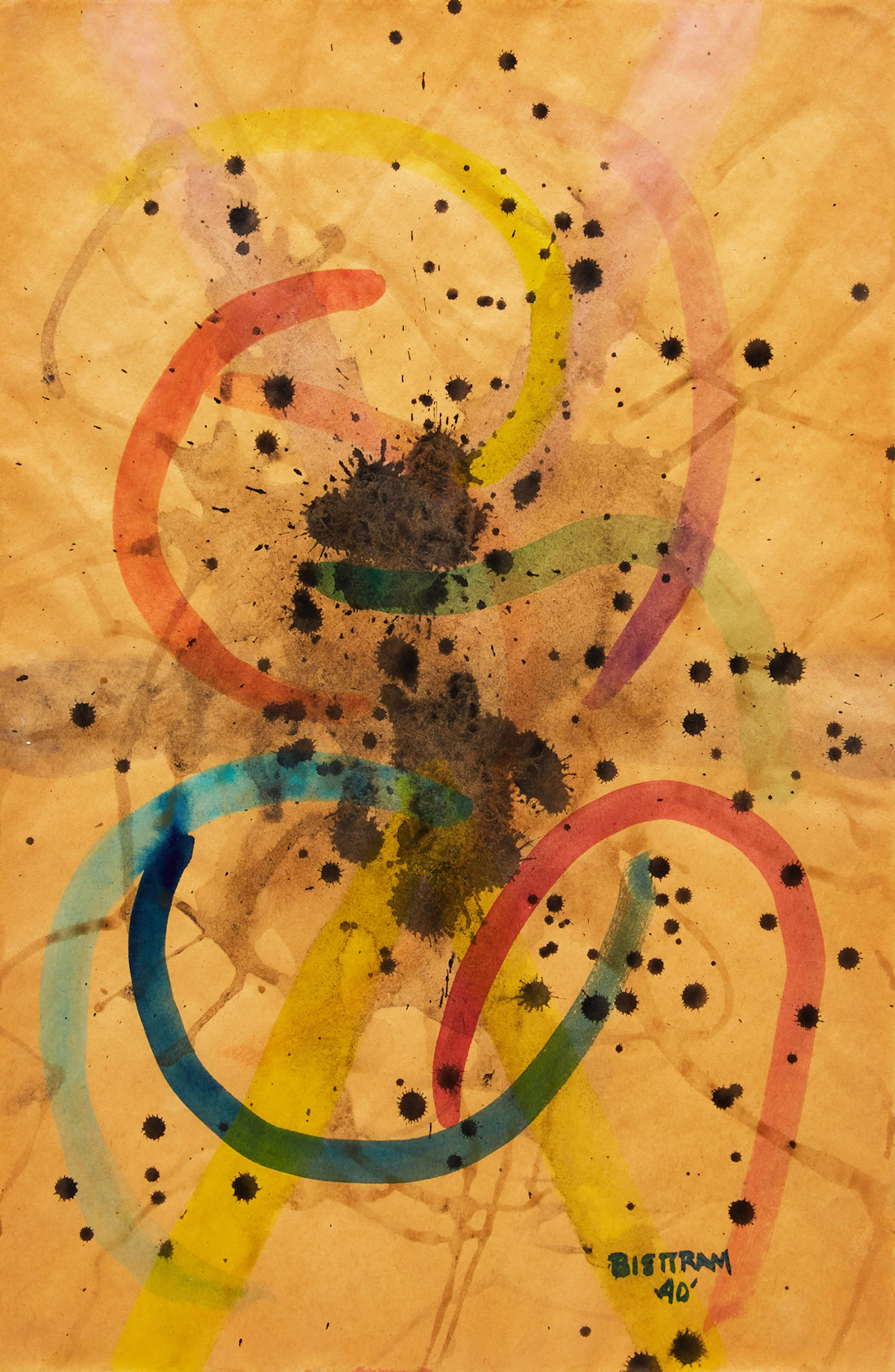 Emil Bisttram, Untitled Abstraction, watercolour and ink on paper