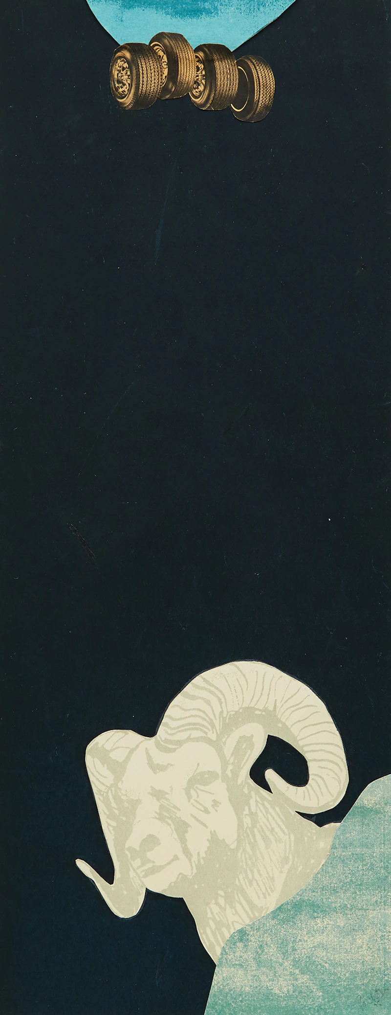 Charles Pachter, Lookout (Untitled Goat and Tires), mixed media collage