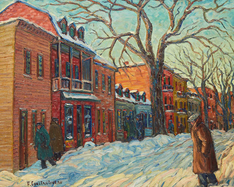 Fleurimond Constantineau, Rue Wolfe, Montreal P.Q., près Dorchester , oil on board - view 1