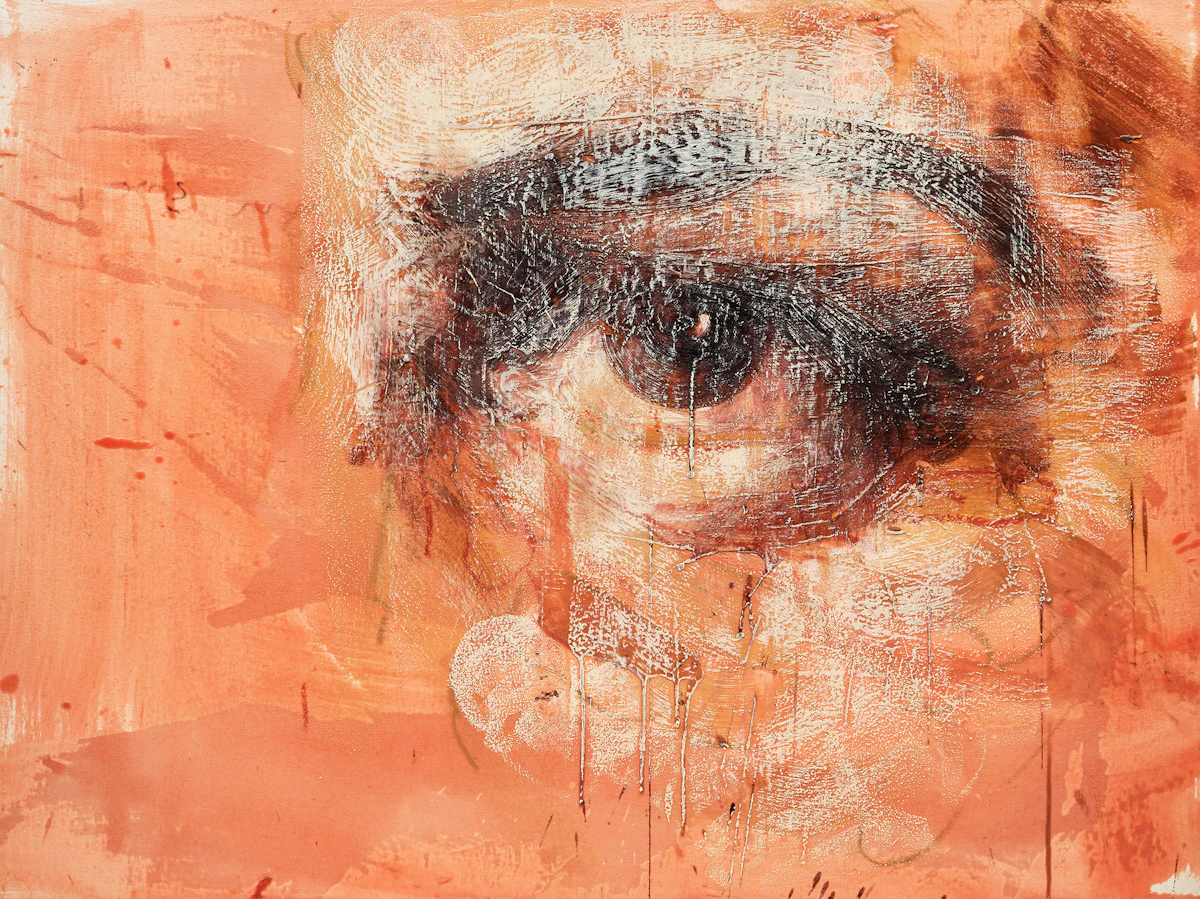 Tony Scherman, White Dust (Eye of Bin Laden), oil and encaustic on canvas, 2001
