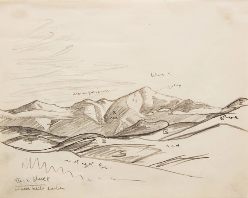 Lawren Stewart Harris, White Mountains, New Hampshire, Book 3 - 14, pencil on paper