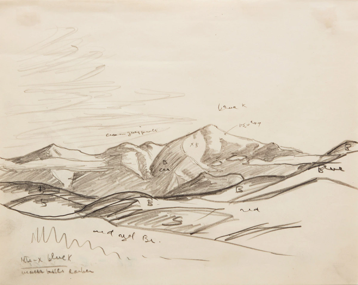 Lawren Stewart Harris, White Mountains, New Hampshire, Book 3 - 14, pencil on paper, 1935