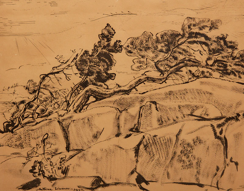 Arthur Lismer, Georgian Bay, india ink on paper