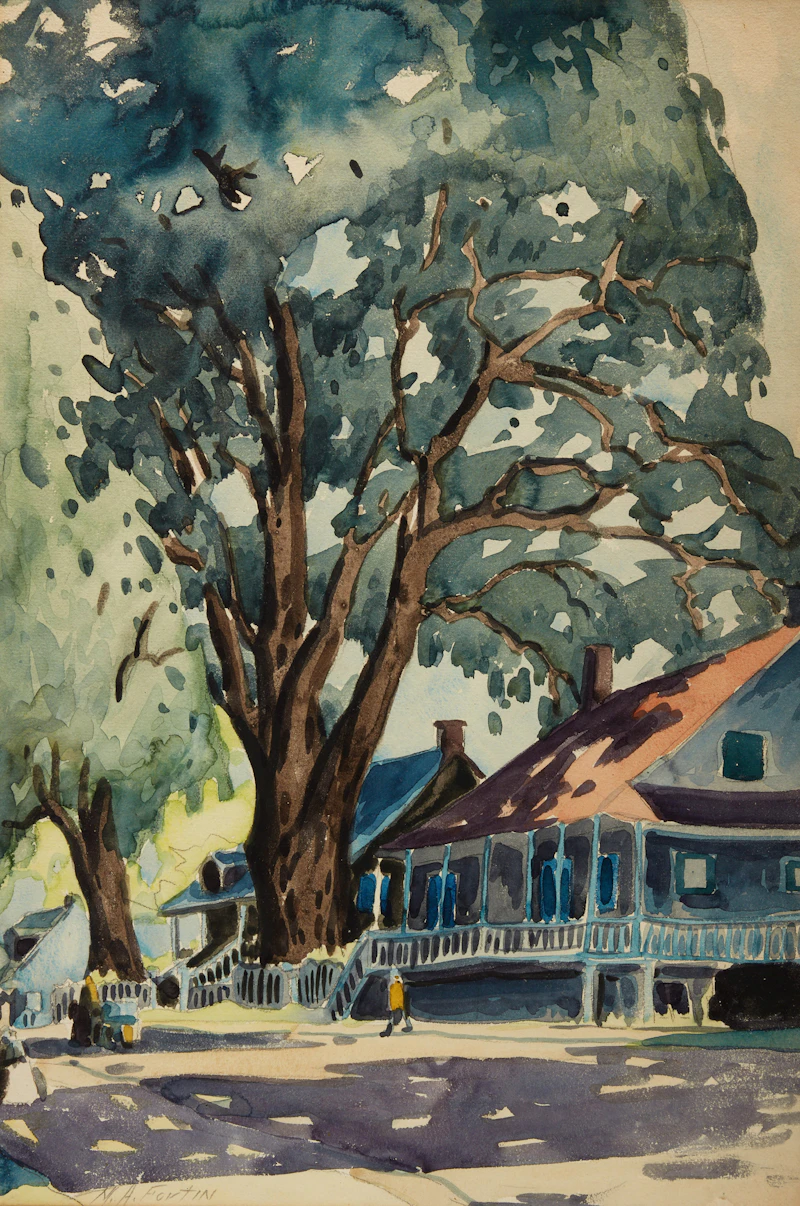 Marc-Aurèle Fortin, Saint Rose, c. 1925, watercolour on paper laid down on board