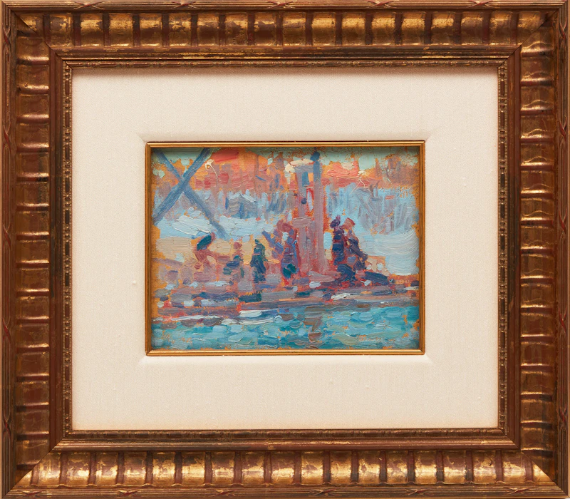 Lionel LeMoine FitzGerald, Bridge - St. Boniface, oil on board, circa 1920 - view 2