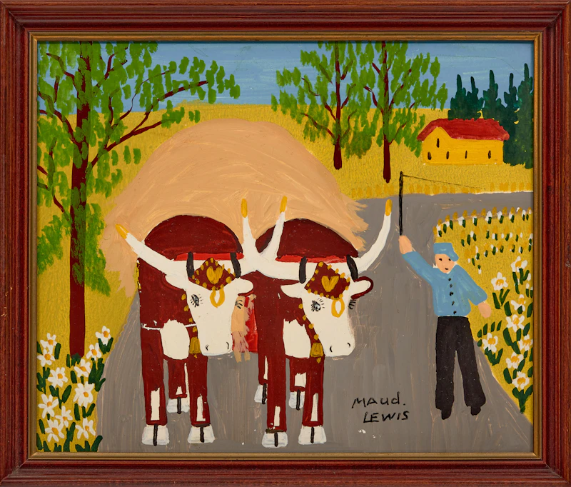 Maud Lewis, Two Oxen, mixed media on board, circa 1967 - view 2