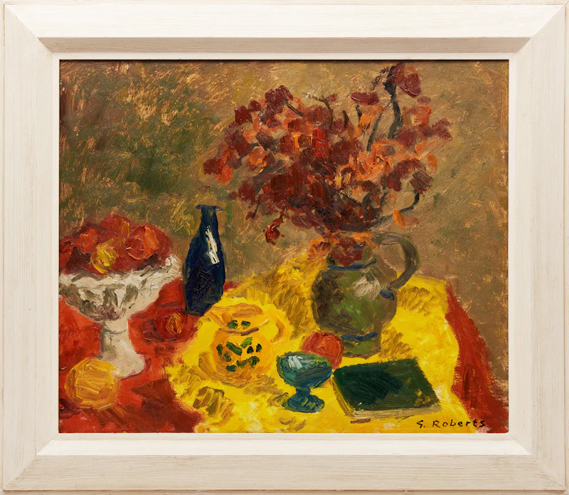 William Goodridge Roberts, Still Life with Red and Yellow Cloths, oil on board - view 2