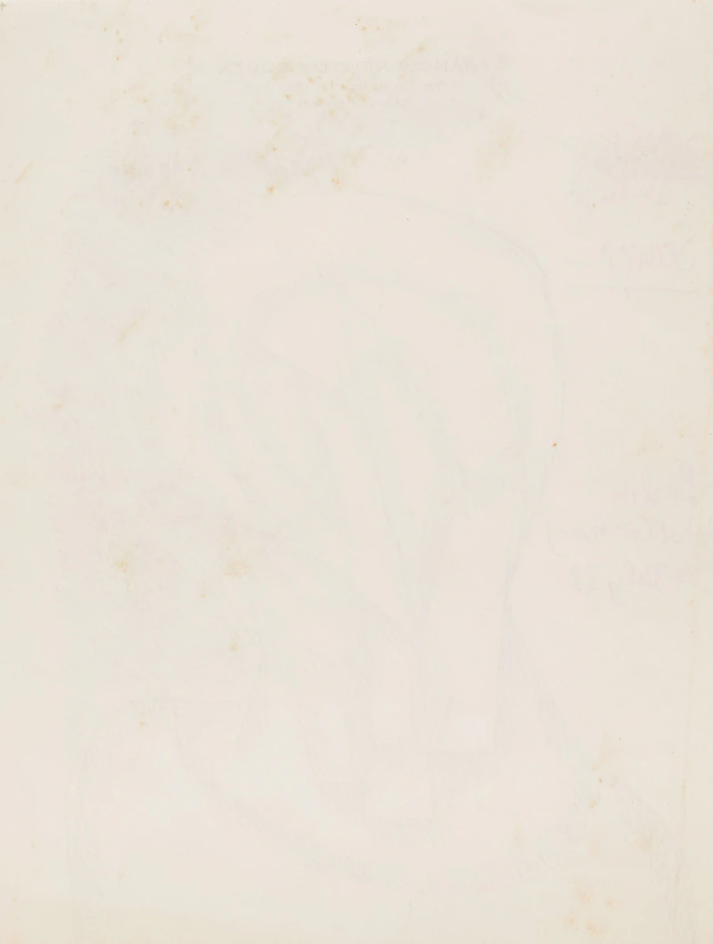 Francis Newton Souza, Untitled (Three-Quarter Length Portrait Head), ink on the artist’s letterhead, 1988 - view 2