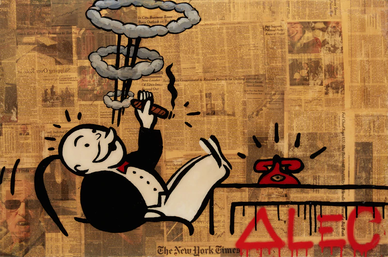 Smoking Monopoly Man by Alec Monopoly