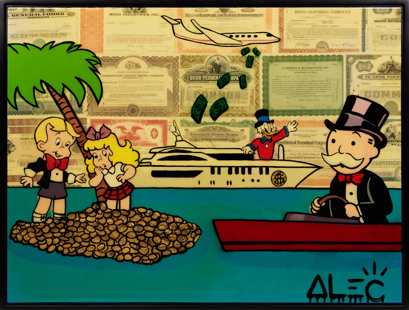 Alec Monopoly, Richie Rich with a Yacht, mixed media on board - view 2