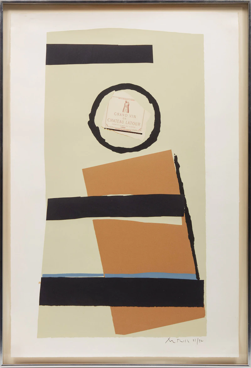 Robert Motherwell, Pauillac #1, from Summer Light Series (Belknap 119), Arjomari paper; Château Latour wine label; tan Ingres paper; black Arches paper, 1973 - view 2