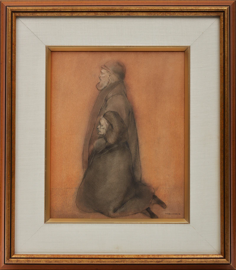Rafael Coronel, Two Figures, graphite and chalk on paper, 1968 - view 2