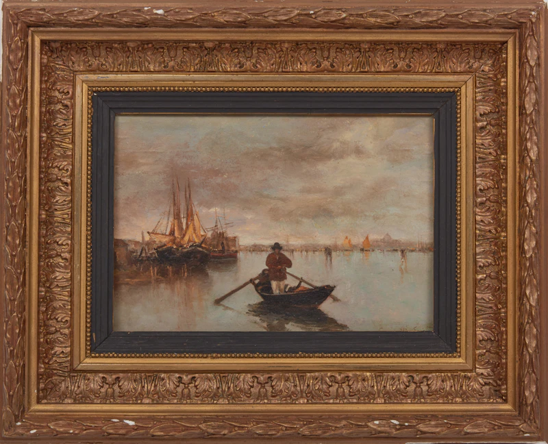 Egisto Lancerotto, Homme à la chaloupe, oil on board - view 2