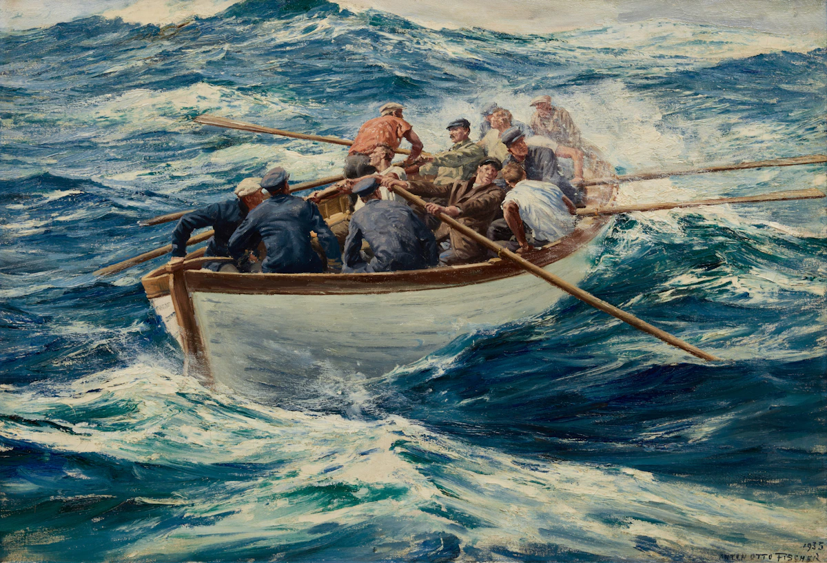 Anton Otto Fischer, Life Boat, oil on canvas, 1935