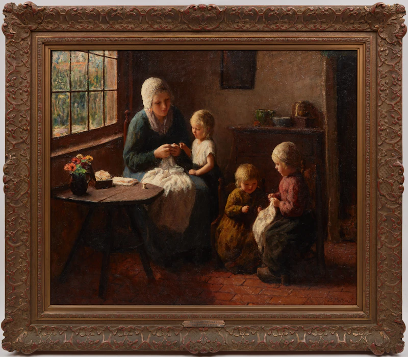 Bernard Pothast, The Sewing Lesson, oil on canvas - view 2