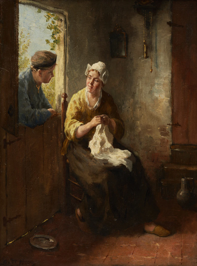 Conversation by the Kitchen Door by Bernard de Hoog