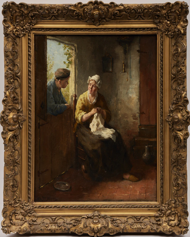 Bernard de Hoog, Conversation by the Kitchen Door, oil on canvas - view 2