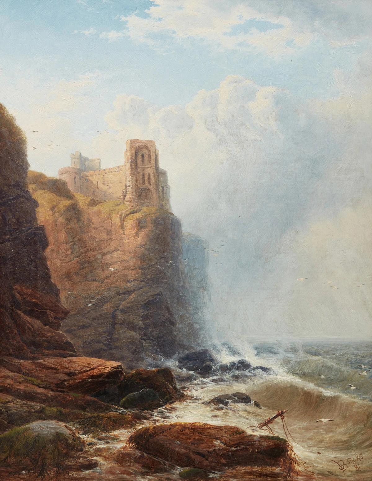 George Blackie Sticks, Tantallon Castle, oil on canvas, 1881
