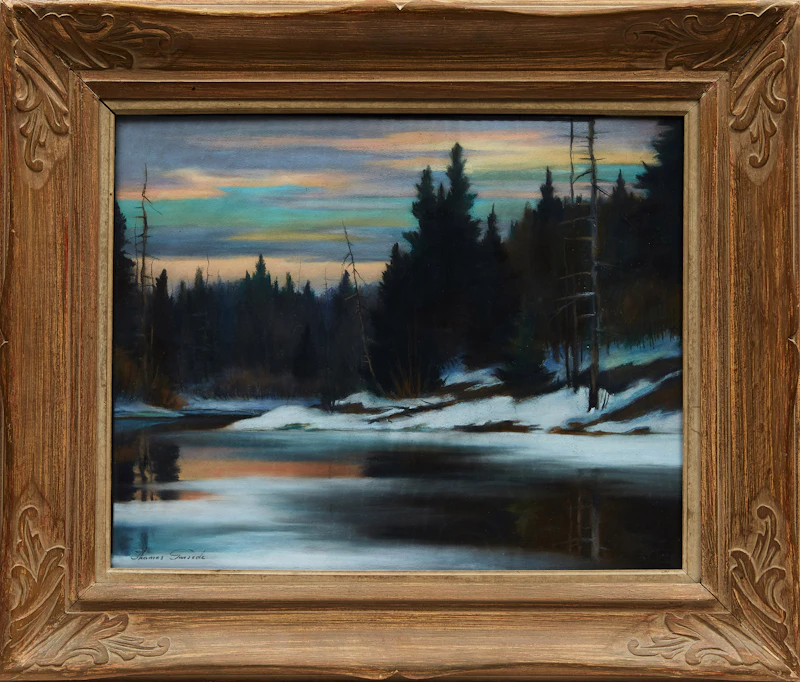 Thomas Hilton Garside, Winter Stream, pastel on paper - view 2