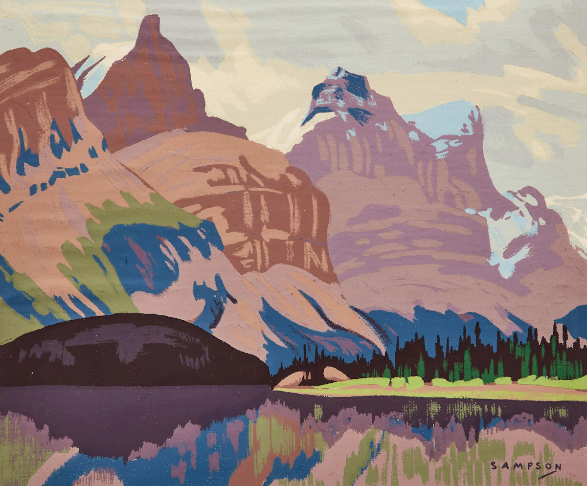 Joseph Ernest Sampson, Maligne Lake, colour silkscreen