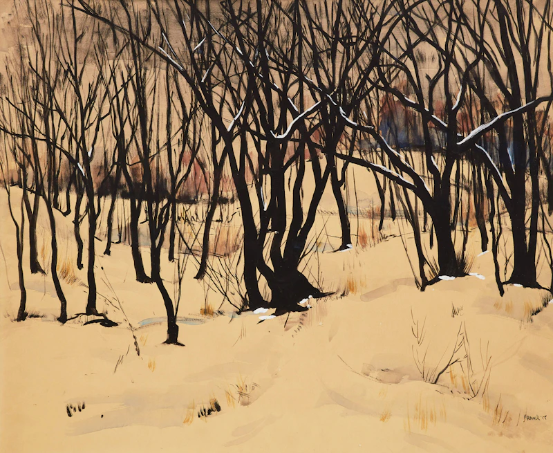 Albert Jacques Franck, Winter Forest, watercolour